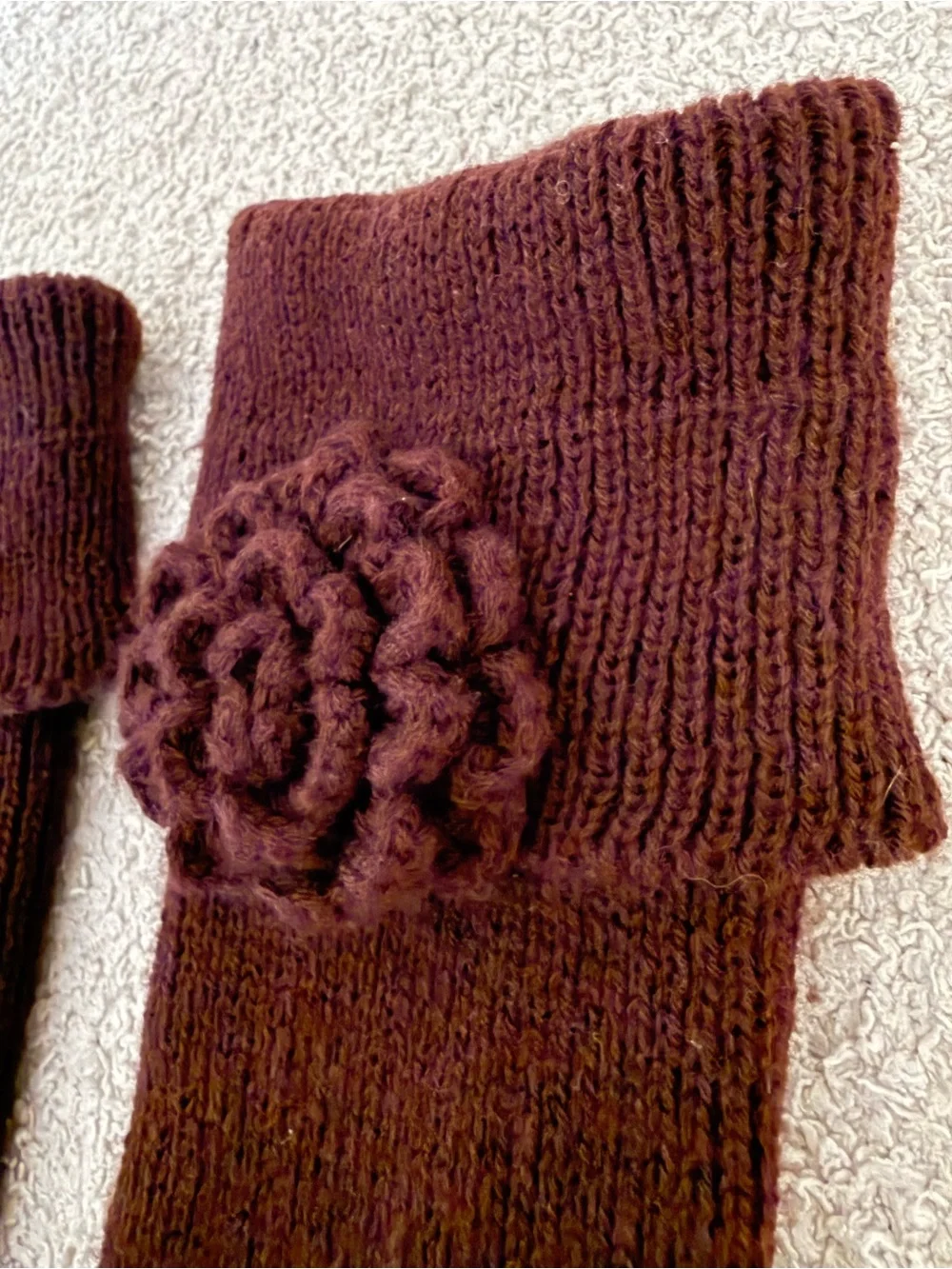 Cozy Chocolate Brown Floral Boot Cuffs 🤎🧶